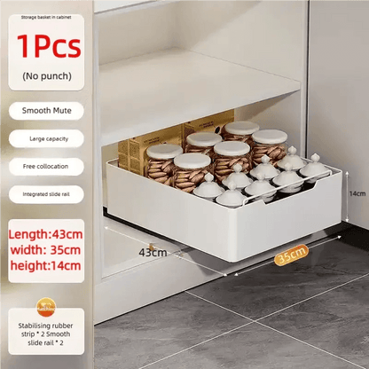 Pull Out Kitchen Storage Drawer with Slide Rails - Spice Organizer