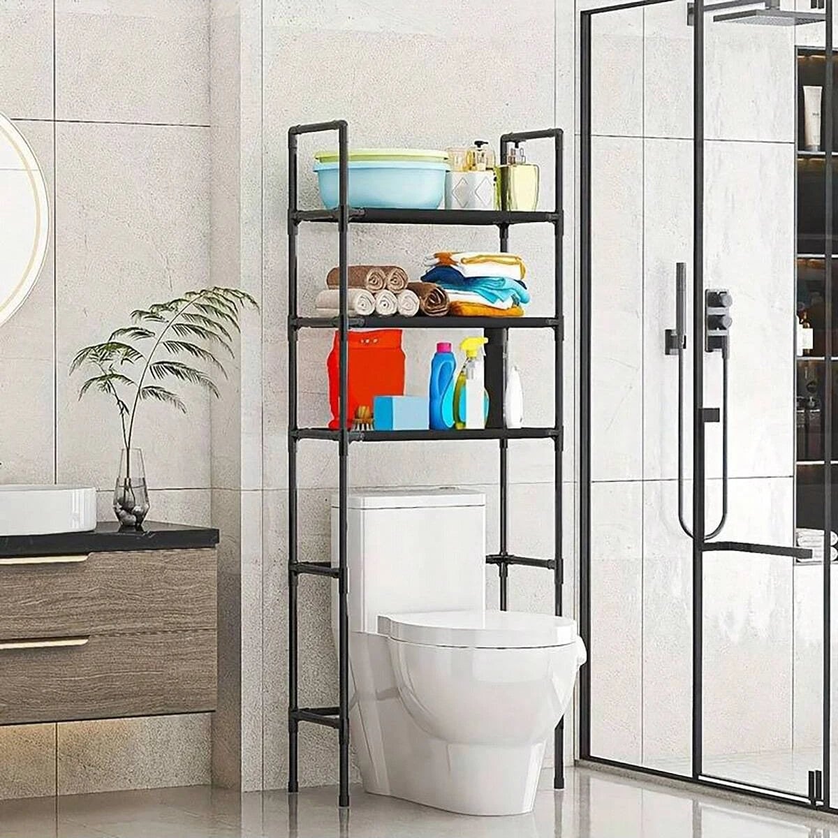 3 Tier Bathroom Storage Rack Above Toilet Shelf Organizer Space Saver