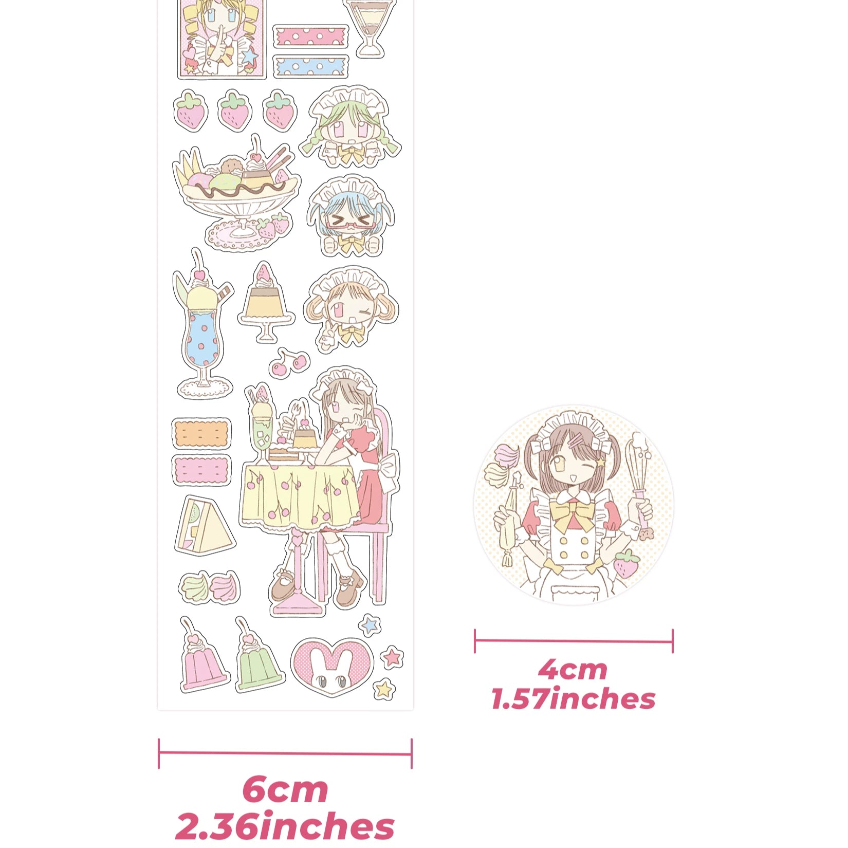 Kawaii Character Washi Tape Stickers - Decorative Craft Tape Roll