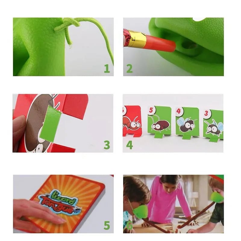 Frog Lizard Interactive Tongue Wagging Card Game - Family Desktop Toy