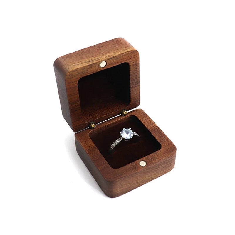Wooden Ring Box - Premium Jewelry Organizer for Engagement Proposal