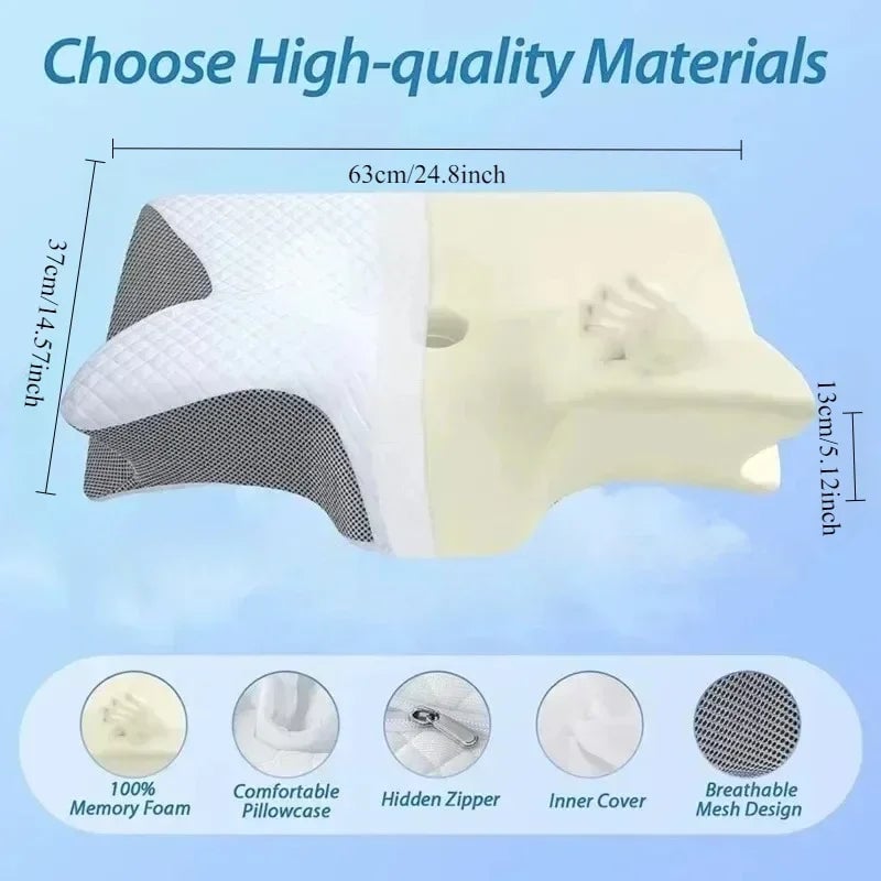 Butterfly Memory Foam Contour Pillow for Neck Pain Relief & Support