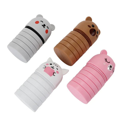 Foldable Silicone Cartoon Animal Pencil Case Desk Organizer Pouch
