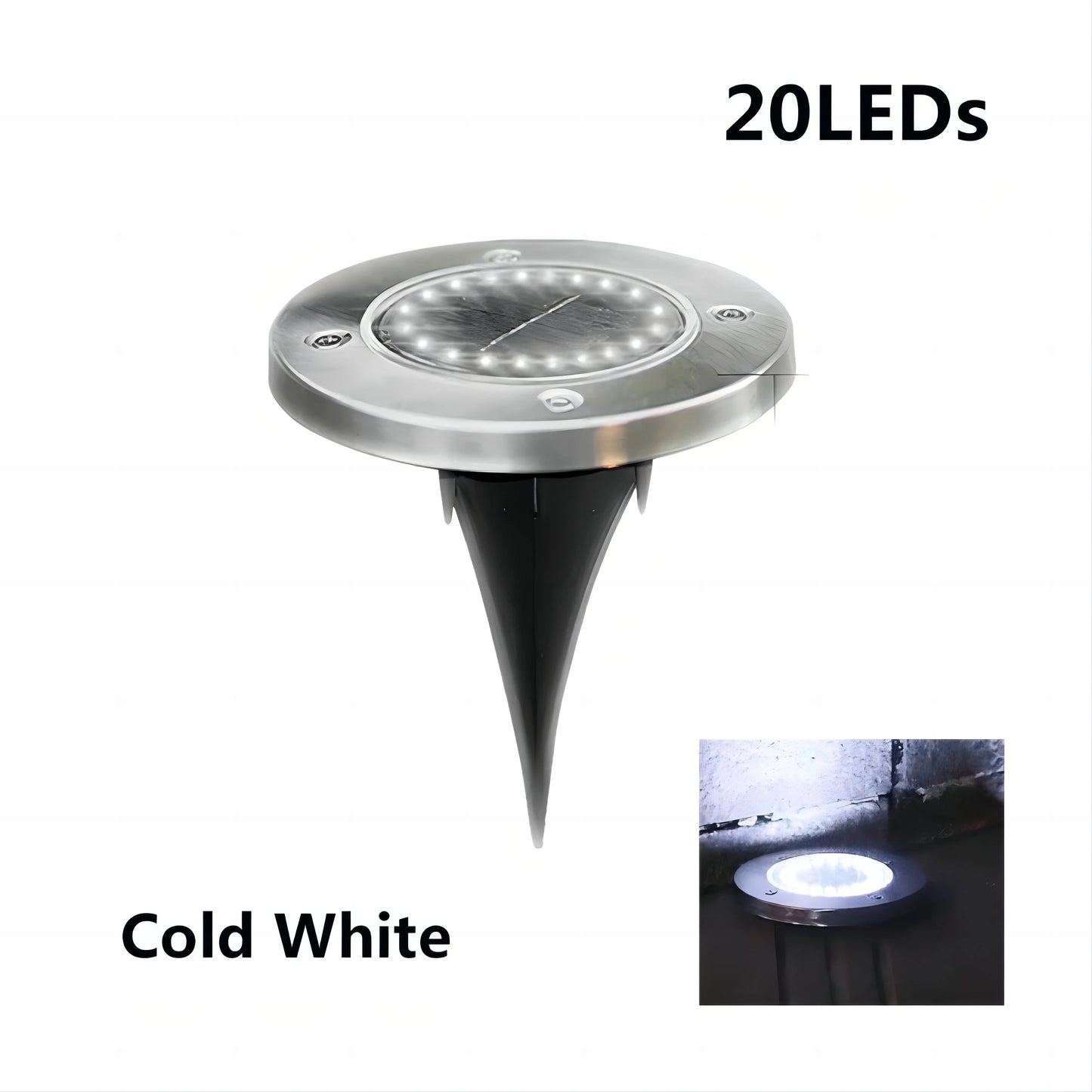 Solar LED Disk Ground Light - 8/20 LED Waterproof Buried Garden Deck