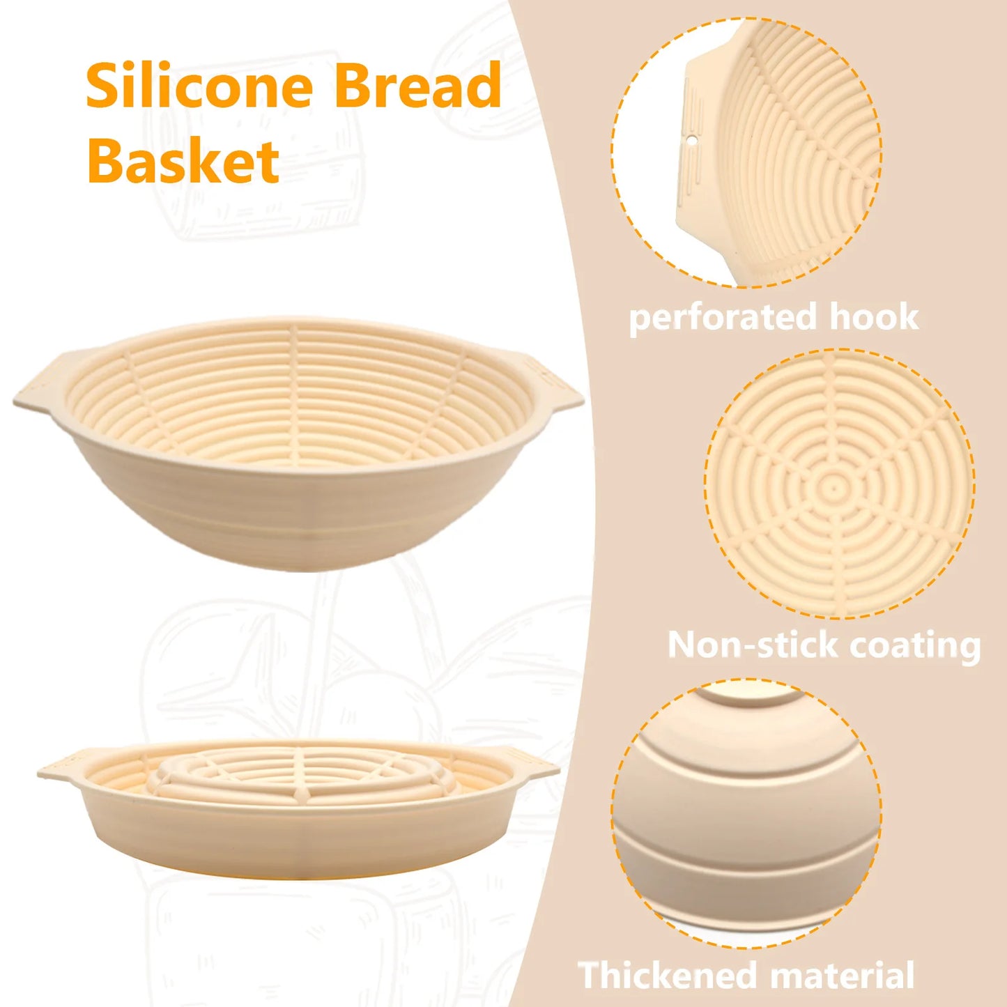 Collapsible Silicone Bread Proofing Basket Non-Stick Sourdough