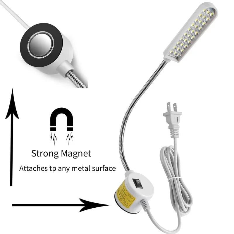 LED Sewing Machine Lamp 360° Flexible Gooseneck Magnetic Base Work Light