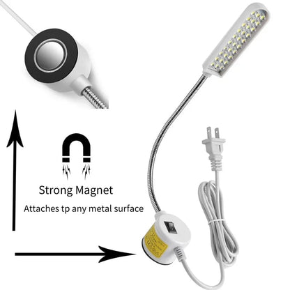 LED Sewing Machine Lamp 360° Flexible Gooseneck Magnetic Base Work Light