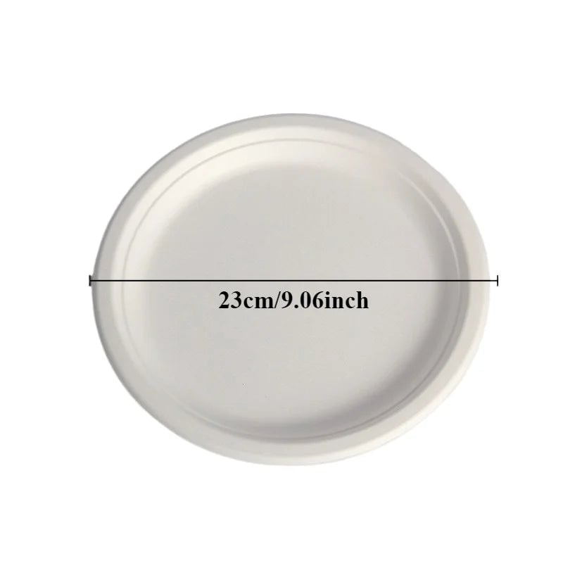 50PCS Waterproof Oil Resistant Round Paper Plates Disposable
