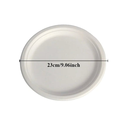 50PCS Waterproof Oil Resistant Round Paper Plates Disposable