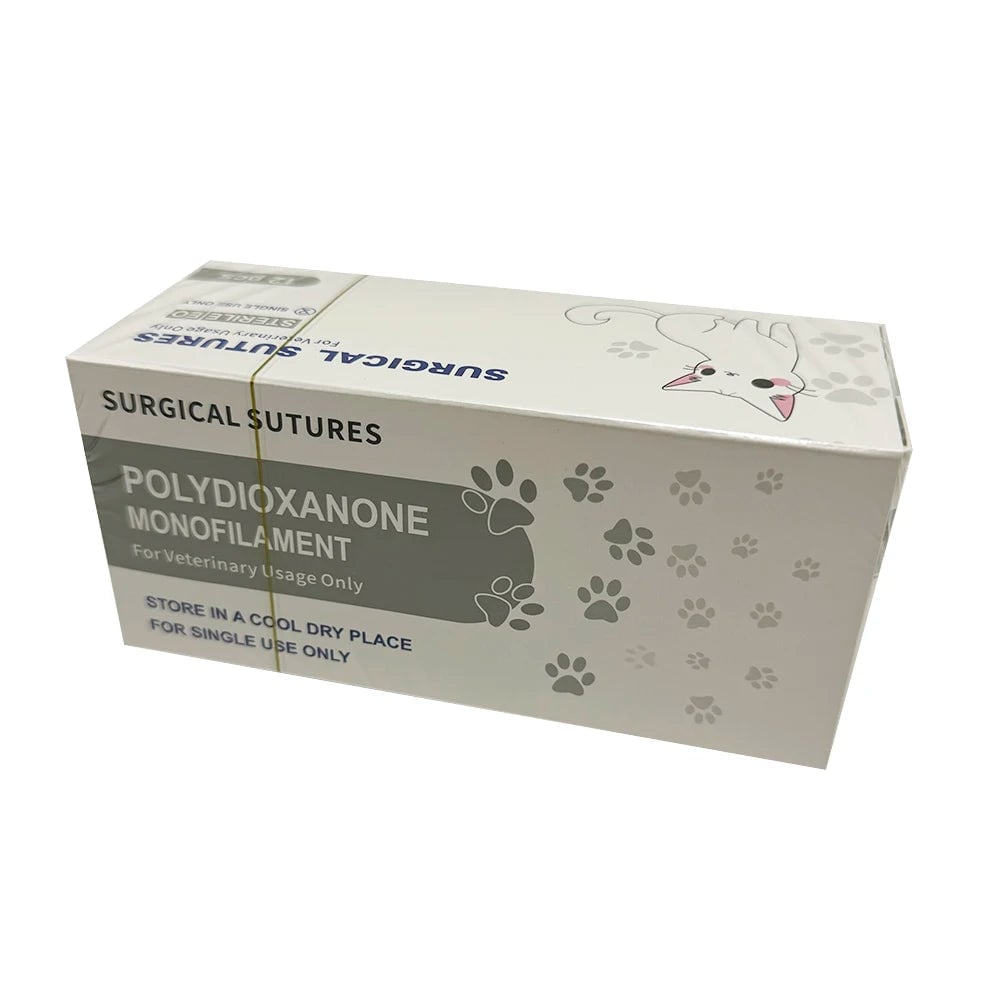 12pcs Pet PDO Sutures 3/8 Circle 90CM Needle 2/0-5/0 Cat Dog Surgery