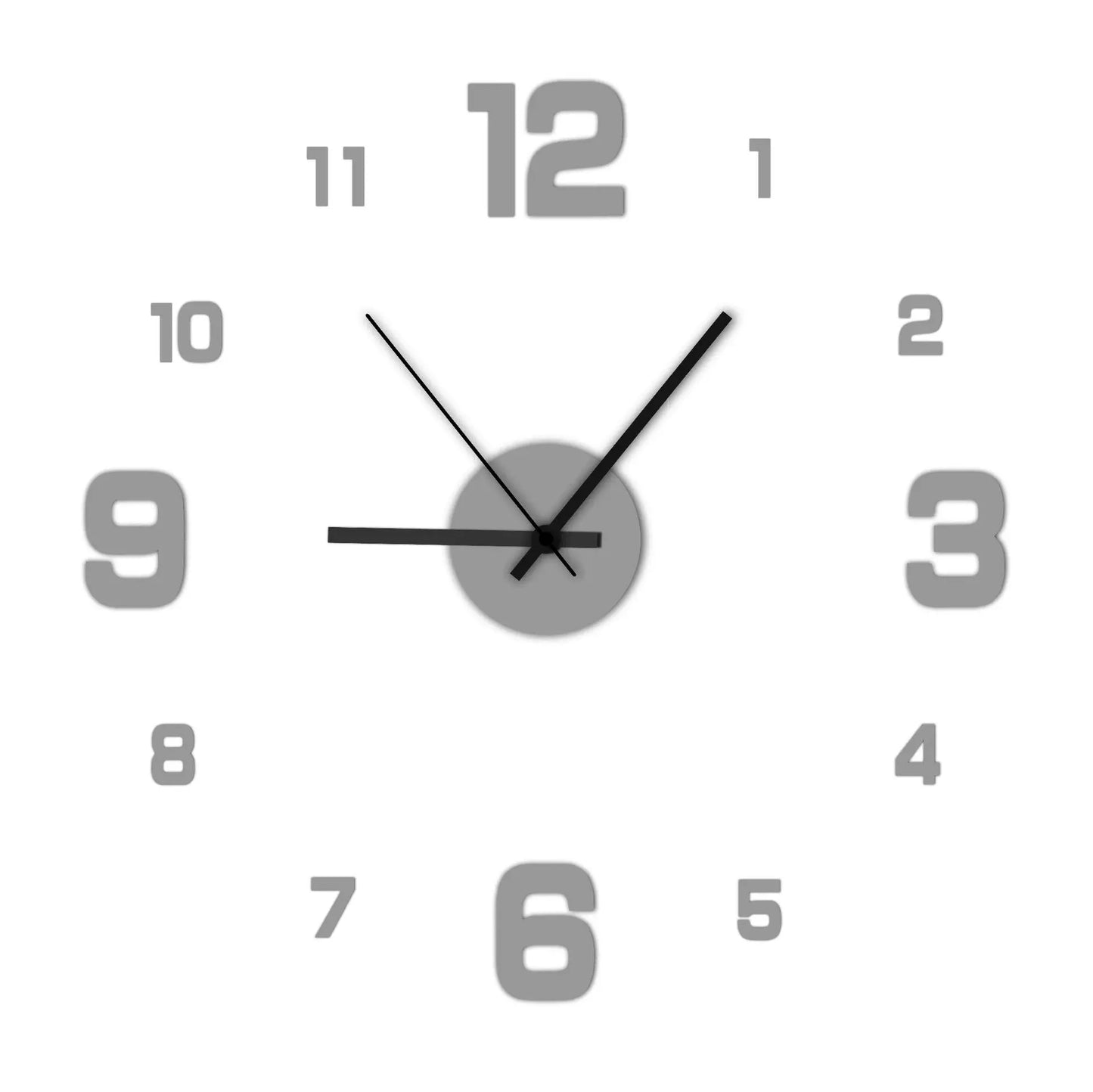 Frameless DIY Wall Clock Decal - Silent Movement Living Room Decor
