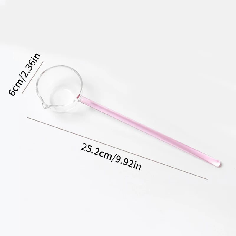 Borosilicate Glass Spoon Long Handle Heat Resistant Spout Dessert