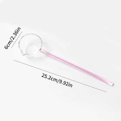 Borosilicate Glass Spoon Long Handle Heat Resistant Spout Dessert
