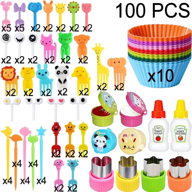 Mini Animal Fruit Forks Kids Set Silicone Vegetable Cutter Dividers