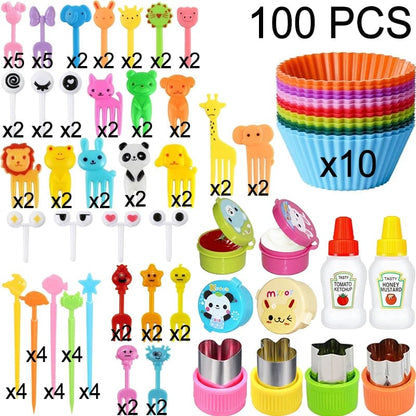 Mini Animal Fruit Forks Kids Set Silicone Vegetable Cutter Dividers