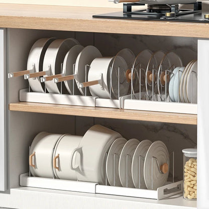 Foldable Kitchen Utensil & Pot Lid Storage Rack Organizer