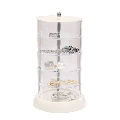 Multi-Layer Transparent Rotating Jewelry Storage Box Organizer