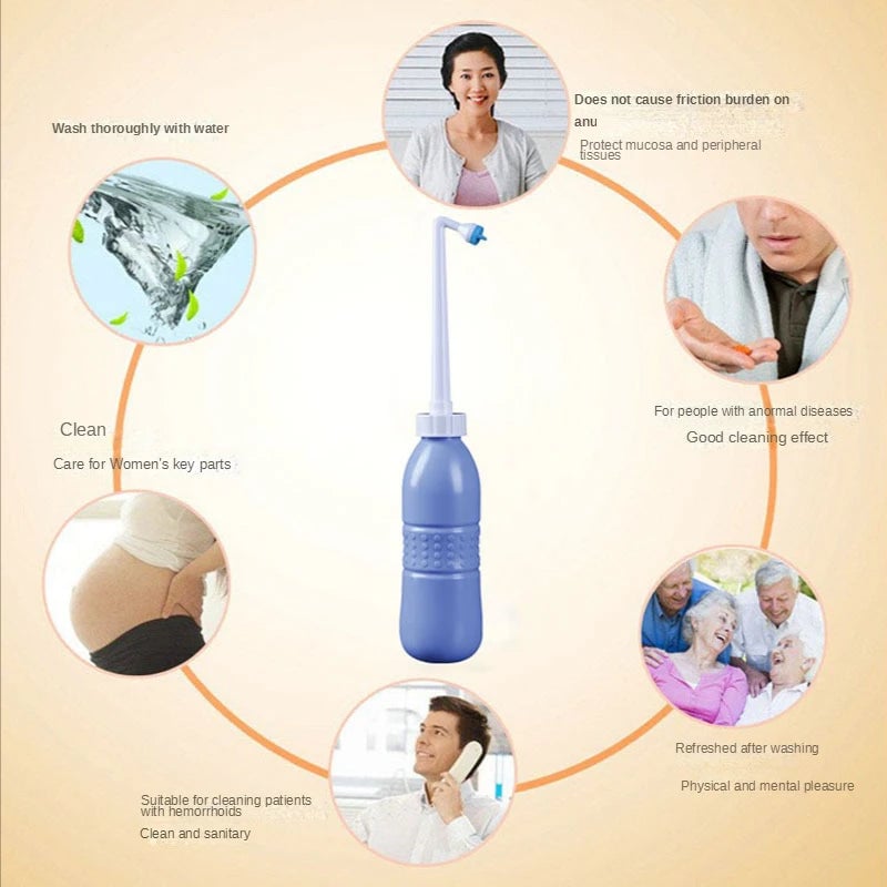 650mL Portable Bidet Bottle Retractable Spray Nozzle Travel Hygiene