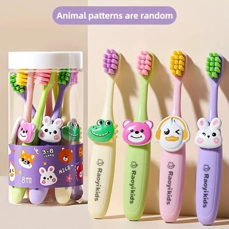 8-Pack Soft Bristle Cartoon Animal Toothbrushes for Kids Ages 2-6