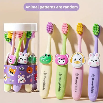 8-Pack Soft Bristle Cartoon Animal Toothbrushes for Kids Ages 2-6