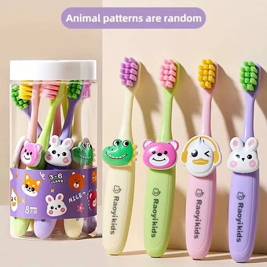 8-Pack Soft Bristle Cartoon Animal Toothbrushes for Kids Ages 2-6
