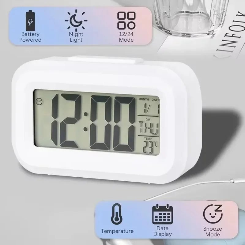 LED Digital Alarm Clock with Calendar Display Multi-Function Desktop