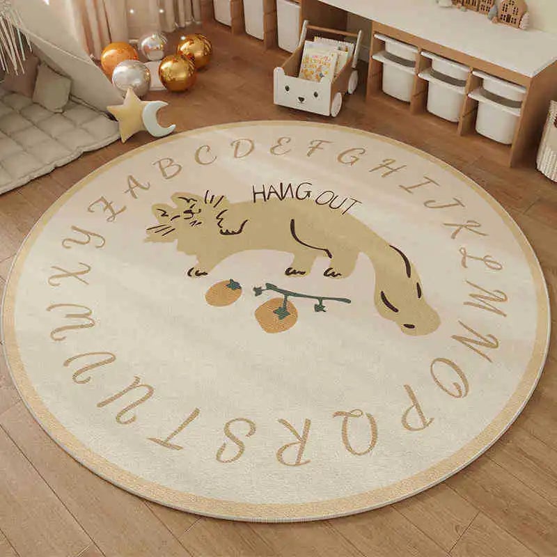 Soft Non-Slip Round Kids ABC Alphabet Mat - Bear Design Nursery Rug