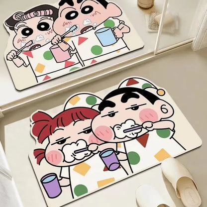 Quick Dry Anime Cartoon Bath Mat - Soft Water Absorption Shower Mat