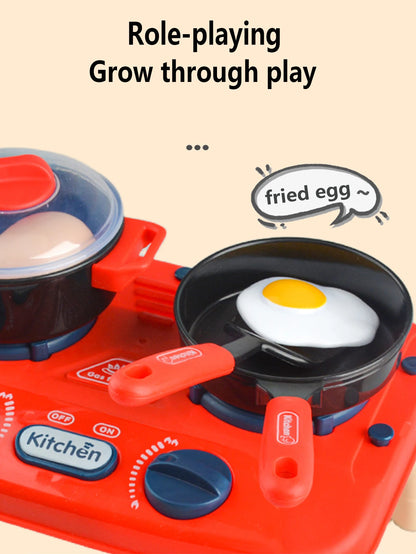 Kids Kitchen Playset with Light Sound Effects - Pretend Cooking Toy
