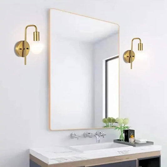 Retro Gold Black Metal Wall Lamp - Vintage Bedside Mirror Light