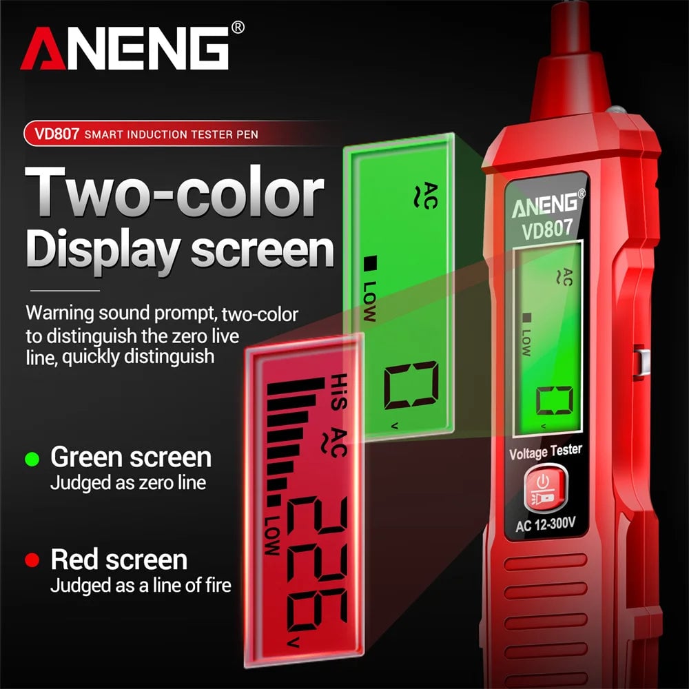 ANENG VD807 Non-Contact Voltage Tester 12-300V AC NCV Sensor Pen