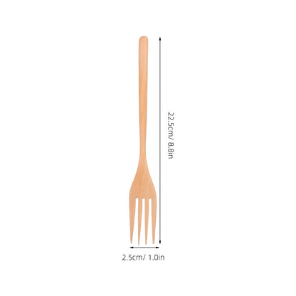Long Handle Wooden Salad Fork - Kitchen Serving Utensil for Mixing