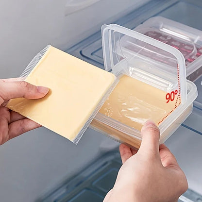 Clear Plastic Sliced Cheese Storage Container with Flip Lid Fridge