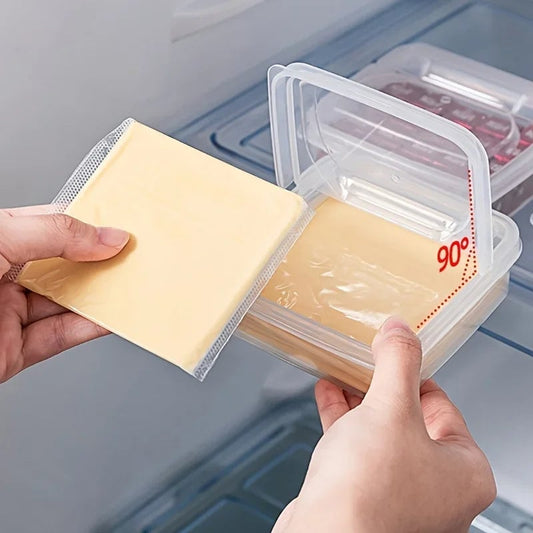 Clear Plastic Sliced Cheese Storage Container with Flip Lid Fridge