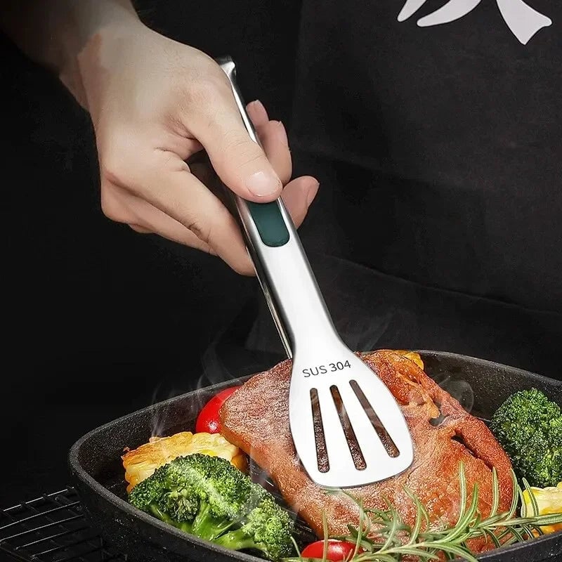 Stainless Steel Food Tongs Non-Slip Grip BBQ Grill Kitchen