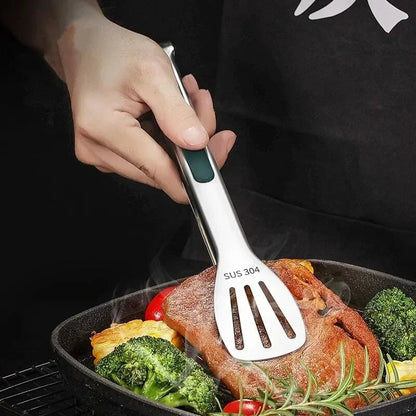 Stainless Steel Food Tongs Non-Slip Grip BBQ Grill Kitchen