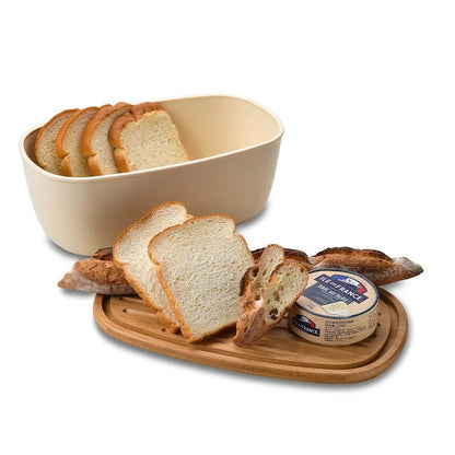 Bamboo Lid Bread Storage Box Container Kitchen Food Organizer