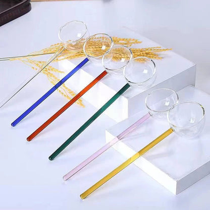 Borosilicate Glass Spoon Long Handle Heat Resistant Spout Dessert
