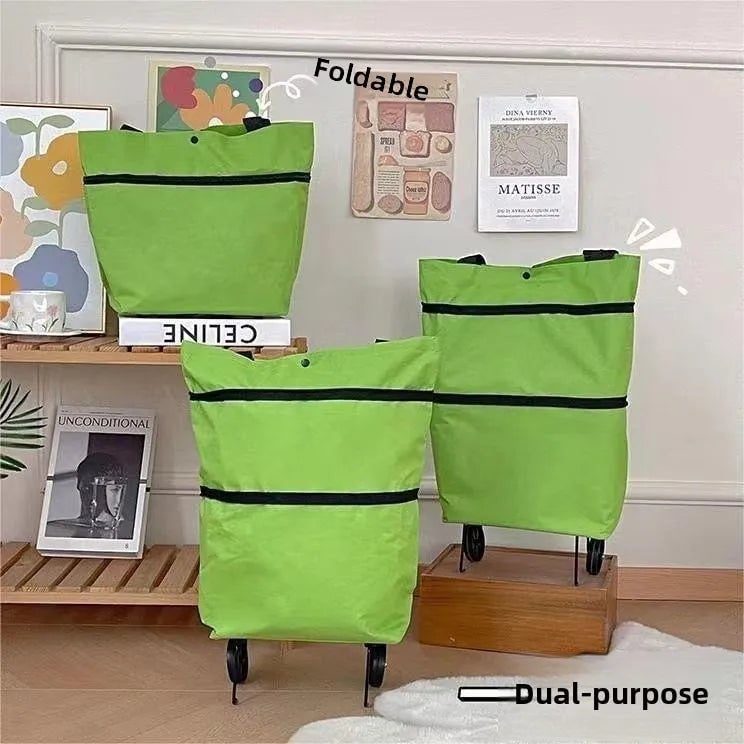 Foldable Shopping Cart with Wheels - Portable Grocery Trolley Backpack
