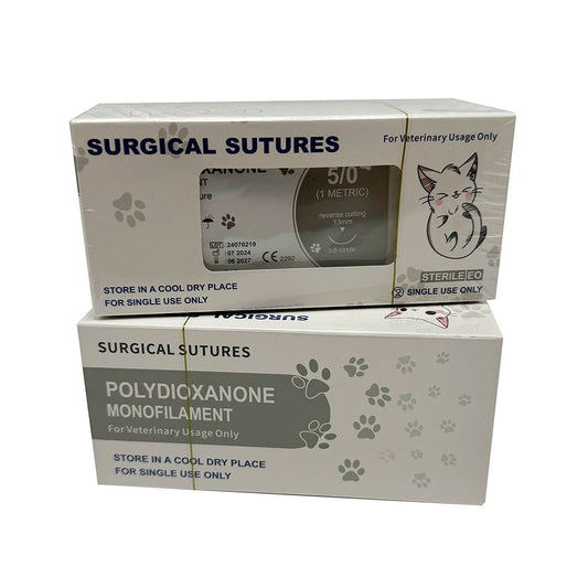12pcs Pet PDO Sutures 3/8 Circle 90CM Needle 2/0-5/0 Cat Dog Surgery