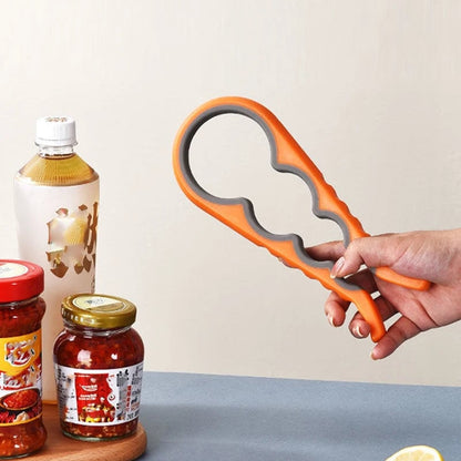 4-in-1 Kitchen Tool: Jar Gripper Lid Opener Can Opener Bottle Opener
