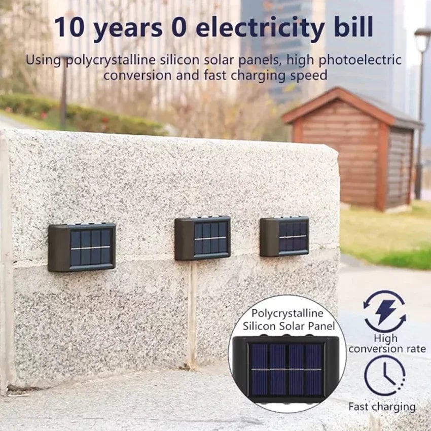 Waterproof Solar Wall Lamp Outdoor Up Down Warm Light Garden