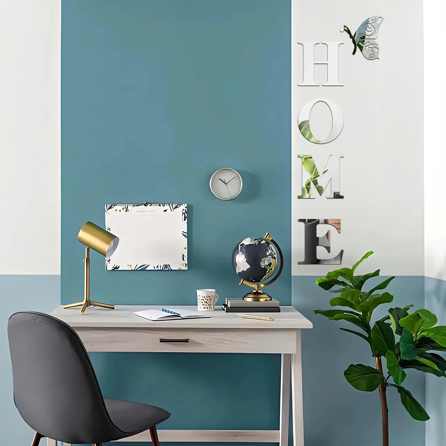 3D Mirror HOME Logo Wall Sticker - Entrance Decoration Decal