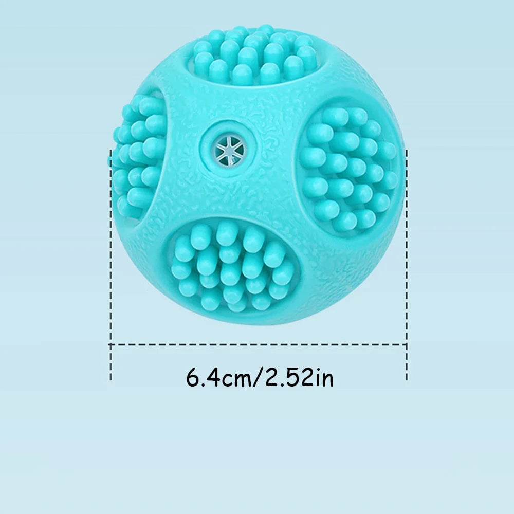Durable Elastic Dog Chew Ball with Squeaker & Teeth Cleaning Ridges
