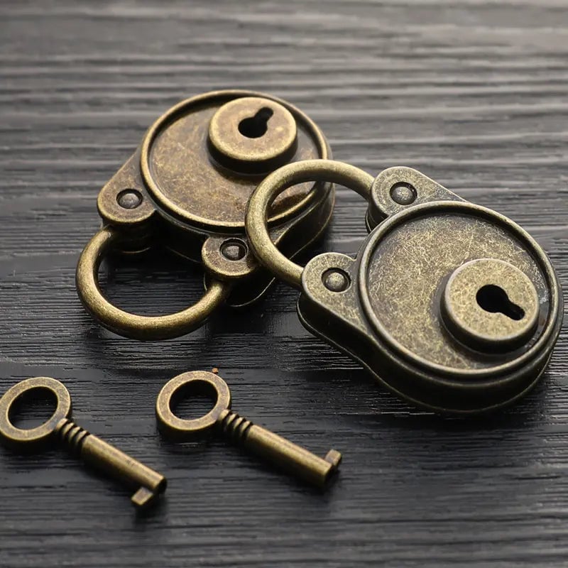 Vintage Bronze Padlock with Keys - Antique Style Lock for Luggage