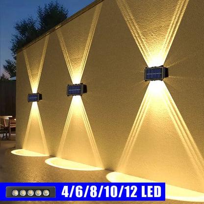 Waterproof Solar Wall Lamp Outdoor Up Down Warm Light Garden
