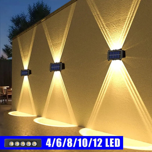 Waterproof Solar Wall Lamp Outdoor Up Down Warm Light Garden