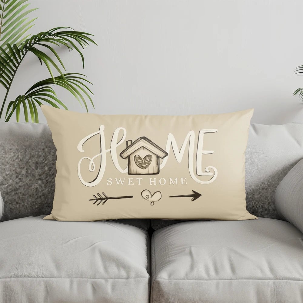 Home Sweet Home Rectangular Throw Pillow Cover - Sofa Bedroom Cushion