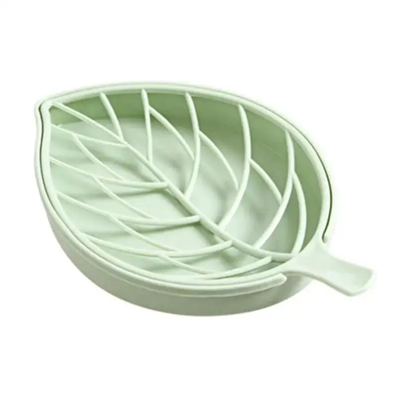 Green Leaf Soap Dish Tray - Plastic Soap Saver Holder for Bathroom