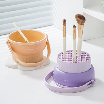 Makeup Brush Cleaning Bucket with Drying Rack & Storage Box Set